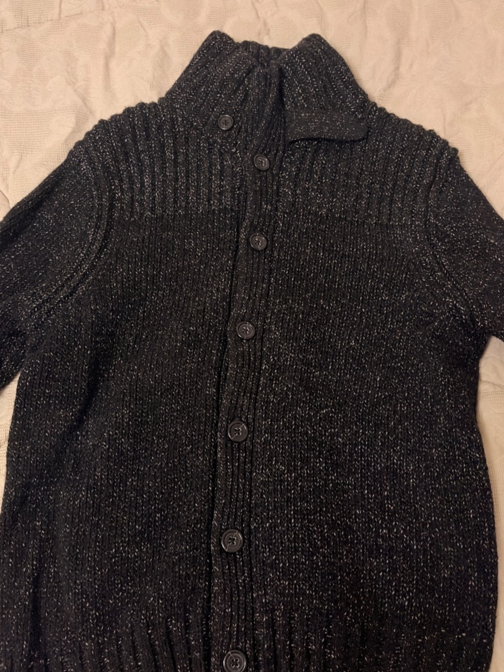 Banana Republic Marled Black High Collar Cardigan Slim Fit Men’s Small